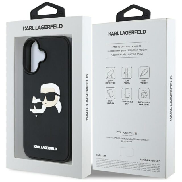 Case Karl Lagerfeld HC 3D Rubber Double Heads for iPhone 16 black - imagine 8