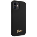 Guess GUHCP12SLSLMGBK iPhone 12 mini 5,4" black hardcase Silicone Script Gold Logo - imagine 7
