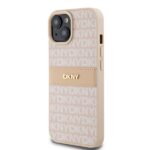 DKNY DKHCP15MPRTHSLP iPhone 15 Plus / 14 Plus 6.7 inch pink hardcase Leather Mono Stripe & Metal Log - imagine 2