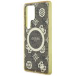 Case Guess 4G Background Gold Electroplated Peony Pattern MagSafe for Samsung Galaxy S25 Ultra brown - imagine 6