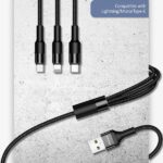 USAMS Braided U5 3-in-1 Cable 1.5m 2A black (Lightning/microUSB/USB-C) SJ2193IN101 (US-SJ219) - imagine 4