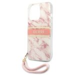 Guess GUHCP13XKMABPI iPhone 13 Pro Max 6,7" pink hardcase Marble Strap Collection - imagine 6