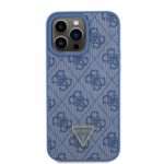 Guess GUHCP15XP4TDPB iPhone 15 Pro Max 6.7" blue hardcase Leather 4G Triangle Strass - imagine 3