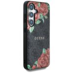 Guess Leather 4G Flowers Print Metal Classic Logo MagSafe Samsung Galaxy S25 case black - imagine 4