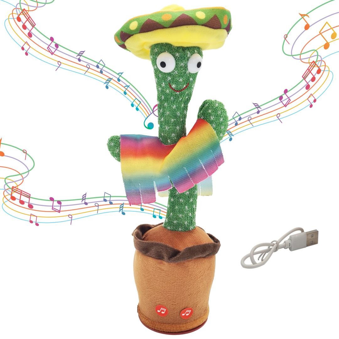 cps-2088a889841e771ce7beabed0dcd9fae-2025-12-05-14-22-39 Dancing Cactus Toy with Sombrero Extralink Toys, Singing for Kids LED USB - imagine 1