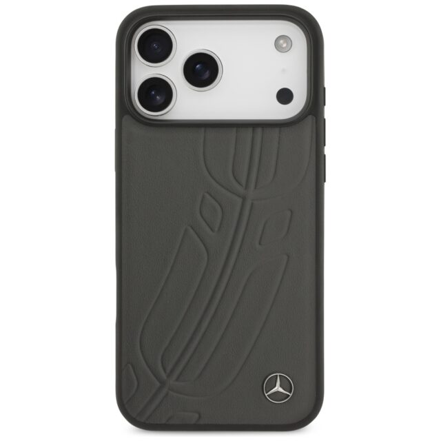 Case Mercedes Leather Large Laurel Leave MagSafe for iPhone 17 Pro Max antracyt - imagine 3