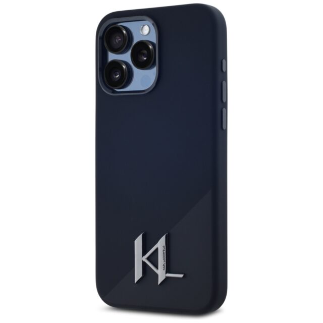Case Karl Lagerfeld Silicone Shadow Metal Initial MagSafe for iPhone 15 Pro Max black - imagine 2