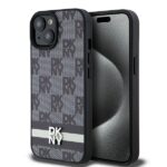 DKNY DKHCP15SPCPTSSK iPhone 15 / 14 / 13 6.1 inch black hardcase Leather Checkered Mono Pattern & Pr
