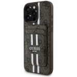Case Guess 4G Stripes with wallet Magsafe for iPhone 16 Pro Max brown