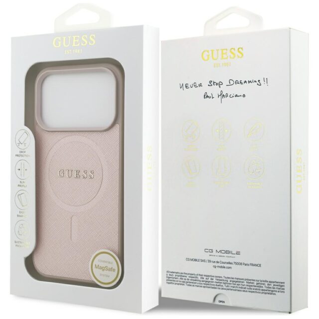 Guess Saffiano Classic Logo MagSafe Case for iPhone 17 Pro Pink - imagine 8