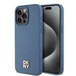 DKNY DKHMP15XPSHRPSB iPhone 15 Pro Max 6.7 inch blue hardcase Leather Monogram Pattern Metal Logo Ma