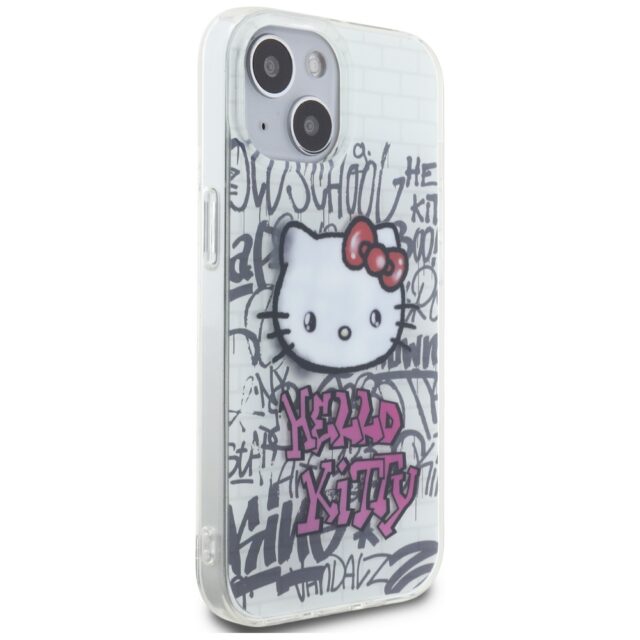 Hello Kitty HKHCP15SHDGPHT iPhone 15 /14 / 13 6.1" white hardcase IML Kitty On Bricks Graffiti - imagine 4