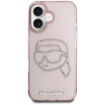Case Karl Lagerfeld IML Rhinestones Karl Head for iPhone 16 pink - imagine 3