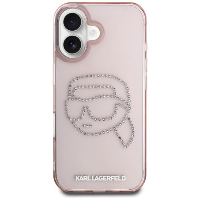 Case Karl Lagerfeld IML Rhinestones Karl Head for iPhone 16 pink - imagine 3