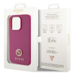 Guess GUHCP15XPS4DGPP iPhone 15 Pro Max 6.7" pink hardcase Strass Metal Logo - imagine 8