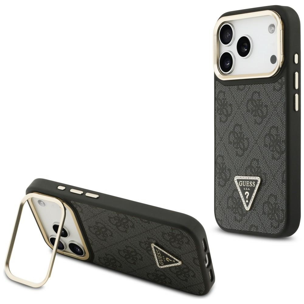 cps-214e63b2469fc8823f44273622ce0698-2025-12-06-05-48-06 Case Guess 4G PU Triangle Logo & Stand Camera Magsafe for iPhone 17 Pro black - imagine 1