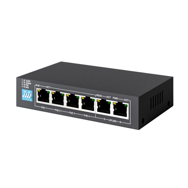 Extralink EUROS V2 | PoE Switch | 4x 100Mb/s PoE/PoE+, 2x RJ45 Uplink 100Mb/s, 60W - imagine 4
