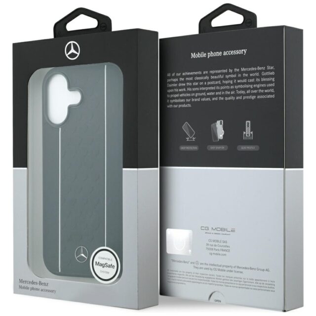 Mercedes Leather Star Pattern Stripes MagSafe Case for iPhone 17 Black - imagine 8