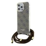 Guess GUHCP15LHC4SEW iPhone 15 Pro 6.1" brown hardcase Crossbody Cord 4G Print