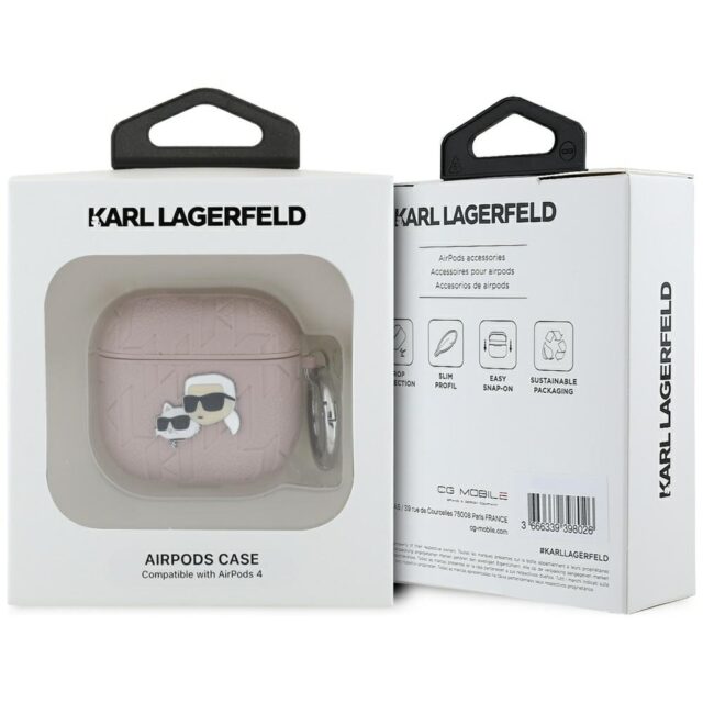 Karl Lagerfeld Monogram Karl & Choupette Head Case for AirPods 4 Pink - imagine 3