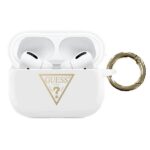 Guess GUACAPLSTLWH AirPods Pro cover white Silicone Triangle Logo