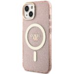 Guess GUHMP14SHCMCGP iPhone 14 / 15 / 13 6.1" pink hardcase Glitter Gold MagSafe - imagine 2