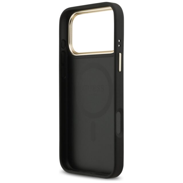 Guess 4G Srtass Logo & Big Strap Metal Buttons MagSafe Case for iPhone 17 Pro Max black - imagine 7