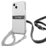 Guess GUHCP13MKC4GBSI iPhone 13 / 14 / 15 6,1" Transparent hardcase 4G Grey Strap Silver Chain - imagine 2