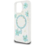 Case Guess Resin Flowers Glitter MagSafe for iPhone 16 Pro Max turquoise - imagine 6