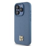 DKNY DKHMP15LPSHRPSB iPhone 15 Pro 6.1 inch blue hardcase Leather Monogram Pattern Metal Logo MagSaf - imagine 2