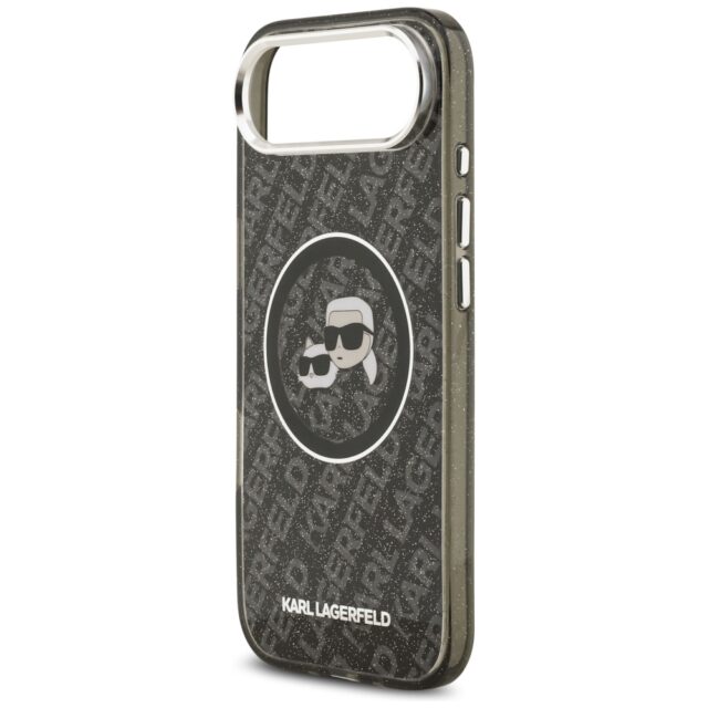 Case Karl Lagerfeld IML Glitter Karl &   Choupette Heads Logo MagSafe for iPhone Air black - imagine 6