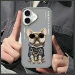 Nimmy case iPhone 16 6.1" gray Glasses Cool Dog - imagine 10
