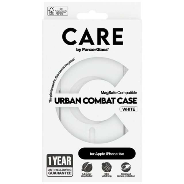 Case CARE by PanzerGlass Flagship Urban Combat White MagSafe for iPhone 16e transparent - imagine 3