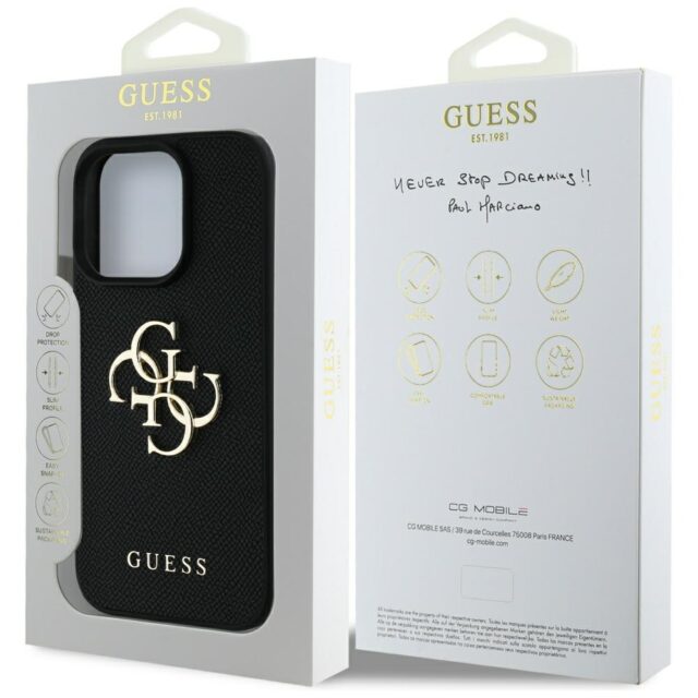 Case Guess Grained Big 4G Logo Small Classic Logo for iPhone 16 Pro black - imagine 8