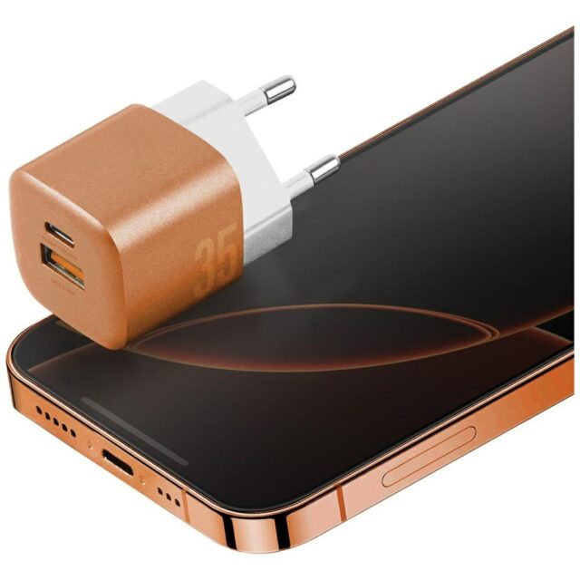 Wall charger Energea Ampcharge GaN35 USB-C/USB-A PD/PPS/QC3.0 35W orange - imagine 4