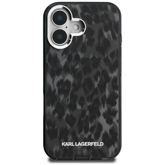 Case Karl Lagerfeld IML Leopard Pattern  MagSafe for iPhone 16 black - imagine 3