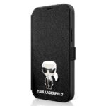 Karl Lagerfeld KLFLBKP12SIKMSBK iPhone 12 mini 5,4" black book Saffiano Ikonik Metal - imagine 2