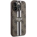 Guess GUHMP15LP4RPSW iPhone 15 Pro 6.1" brown hardcase 4G Printed Stripes MagSafe - imagine 4