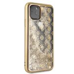 Guess GUHCN58PEOLGGO iPhone 11 Pro gold hard case 4G Peony Liquid Glitter - imagine 5