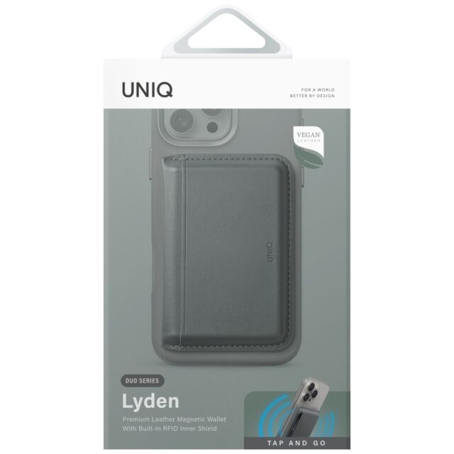 Magnetic RFID wallet UNIQ Lyden DS stand phone green - imagine 4