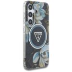 Case Guess Glitter Flowers Triangle Buttons MagSafe for Samsung Galaxy S25 black - imagine 4
