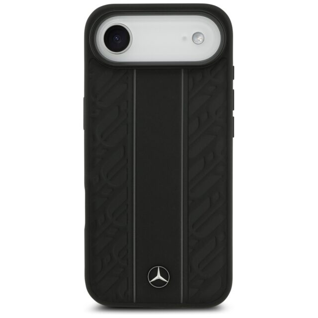 Case Mercedes Leather Laurel Leaves Stripes MagSafe for iPhone Air black - imagine 3