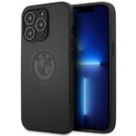 Case BMW BMHCP13LREELK iPhone 13 Pro / 13 6.1" black hardcase Leather Emboss