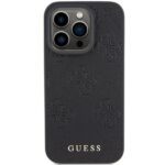 Guess GUHCP15XP4EPMK iPhone 15 Pro Max 6.7" black hardcase Leather 4G Stamped - imagine 3
