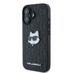 Karl Lagerfeld KLHCP16SPGKLCHPK iPhone 16 6.1" black hardcase Monogram Choupette Head Pin - imagine 2
