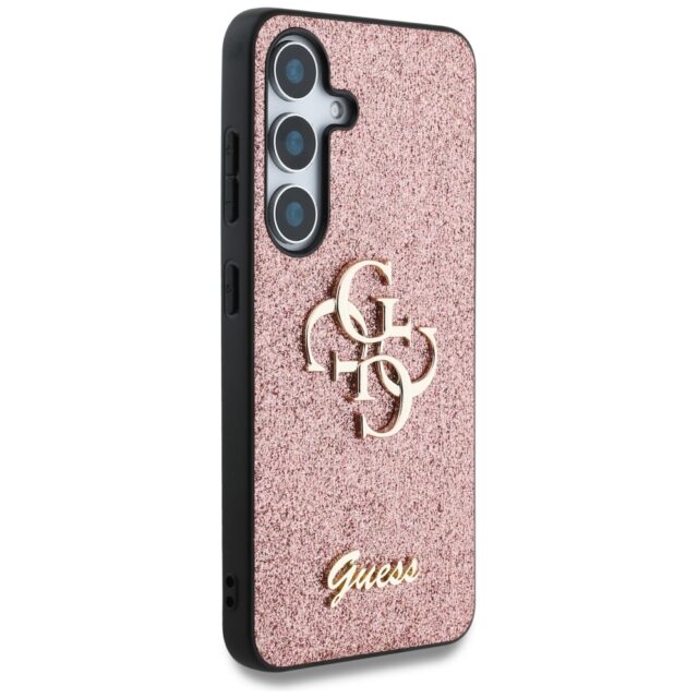 Case Guess Fixed Glitter Big 4G Metal  Logo to Samsung Galaxy S25 pink - imagine 4