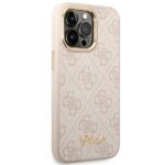 Guess GUHCP14LHG4SHP iPhone 14 Pro 6,1" pink hard case 4G Vintage Gold Logo - imagine 4