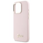 Guess GUHCP16XSMBSLP iPhone 16 Pro Max 6.9" pink hardcase Silicone Script Metal Logo & Frame - imagine 6
