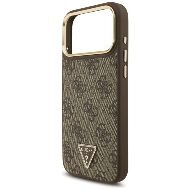 Guess 4G Triangle Logo & Big Strap Metal Buttons MagSafe Case for iPhone 17 Pro Max Brown - imagine 6