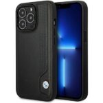 BMW BMHCP14L22RBDK case iPhone 14 Pro 6.1" black hardcase Leather Blue Dots